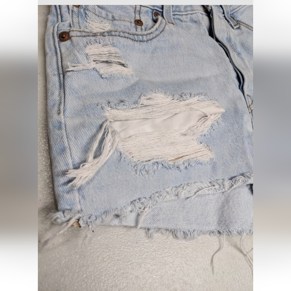 Levi's 501 Button Fly Cut Off Denim Shorts 26 Distressed Holes - Picture 10 of 14